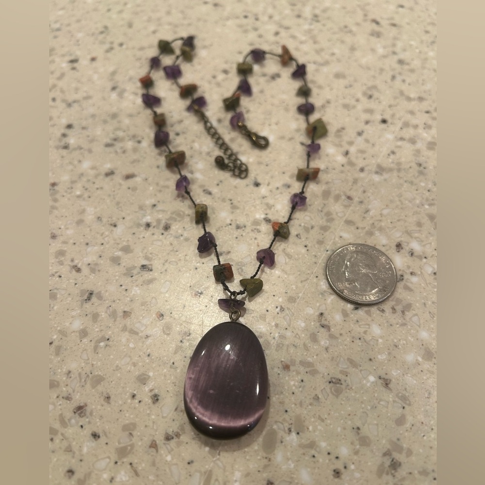 American Museum of Natural History Purple Stone & Beaded Necklace